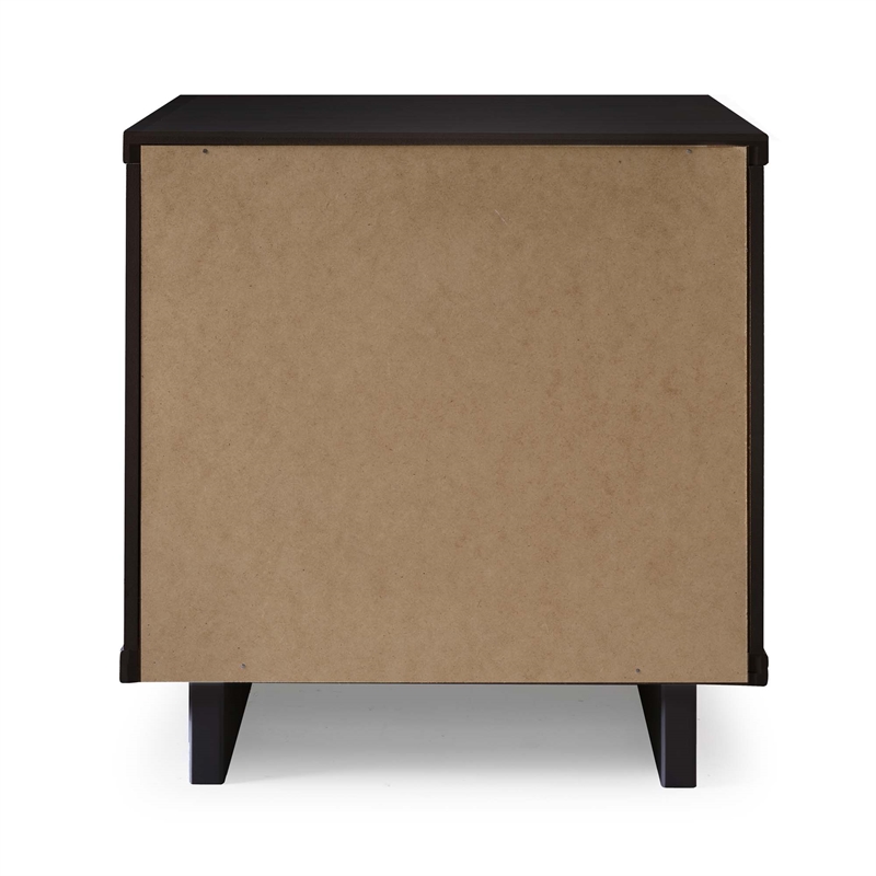 18  2-Drawer Nightstand in Black Solid Wood