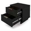 18  2-Drawer Nightstand in Black Solid Wood