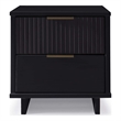 18  2-Drawer Nightstand in Black Solid Wood