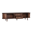 Mid Century Modern  Solid Wood TV Stand for 80 Inch TVs Dark Brown with Storage