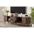 Mid Century Modern  Solid Wood TV Stand for 80 Inch TVs Dark Brown with Storage