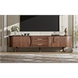 Mid Century Modern  Solid Wood TV Stand for 80 Inch TVs Dark Brown with Storage