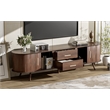 Mid Century Modern  Solid Wood TV Stand for 80 Inch TVs Dark Brown with Storage