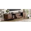 Mid Century Modern  Solid Wood TV Stand for 80 Inch TVs Dark Brown with Storage