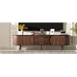 Mid Century Modern  Solid Wood TV Stand for 80 Inch TVs Dark Brown with Storage