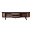 Mid Century Modern  Solid Wood TV Stand for 80 Inch TVs Dark Brown with Storage