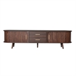 Mid Century Modern  Solid Wood TV Stand for 80 Inch TVs Dark Brown with Storage