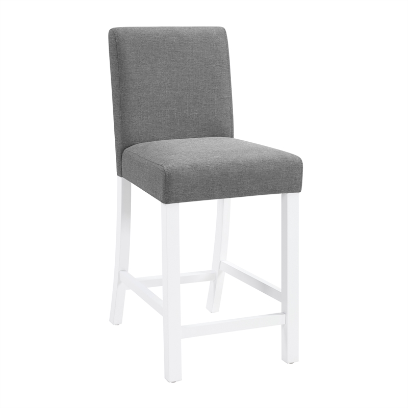 5 Piece Dining Table Set with 4 Upholstered Chairs Grey White Rubber Wood