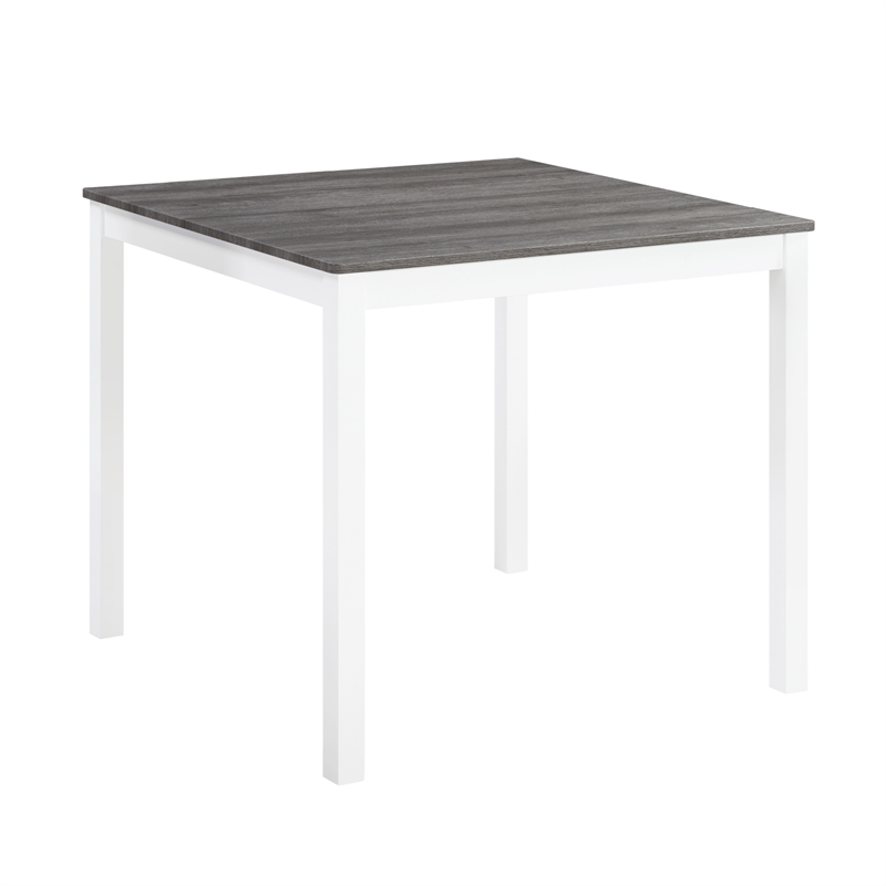 5 Piece Dining Table Set with 4 Upholstered Chairs Grey White Rubber Wood