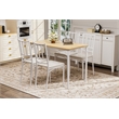 5-Piece Dining Table Set with 4 Benches White & Natural Particle Board