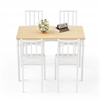 5-Piece Dining Table Set with 4 Benches White & Natural Particle Board