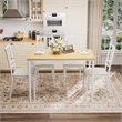 5-Piece Dining Table Set with 4 Benches White & Natural Particle Board