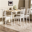 5-Piece Dining Table Set with 4 Benches White & Natural Particle Board