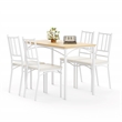 5-Piece Dining Table Set with 4 Benches White & Natural Particle Board