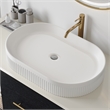 22.8  White Ceramic Oval Vessel Sink with Pop-Up Drain  Striped Design