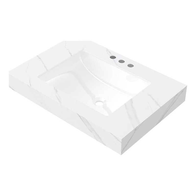 30  White Ceramic Vanity Countertop with Undermount Basin top