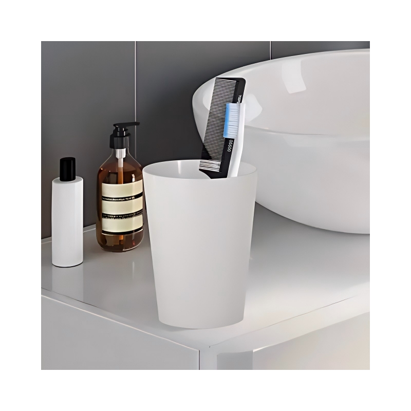 White Resin Bathroom Tumbler Cup  Toothbrush Holder for Vanity Decor