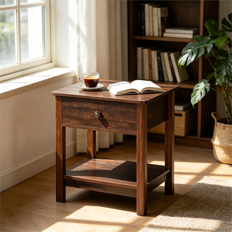 Vintage Style Solid Wood Side Table  End Table and Nightstand