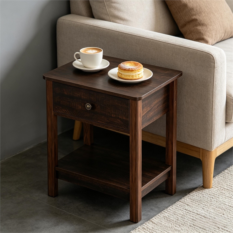 Vintage Style Solid Wood Side Table  End Table and Nightstand