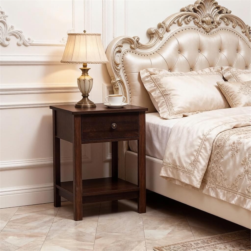 Vintage Style Solid Wood Side Table  End Table and Nightstand