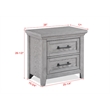 Grey Contemporary Rustic 2-Drawer Nightstand Solid Wood Bedroom Furniture
