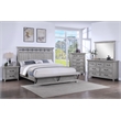 Grey Contemporary Rustic 2-Drawer Nightstand Solid Wood Bedroom Furniture