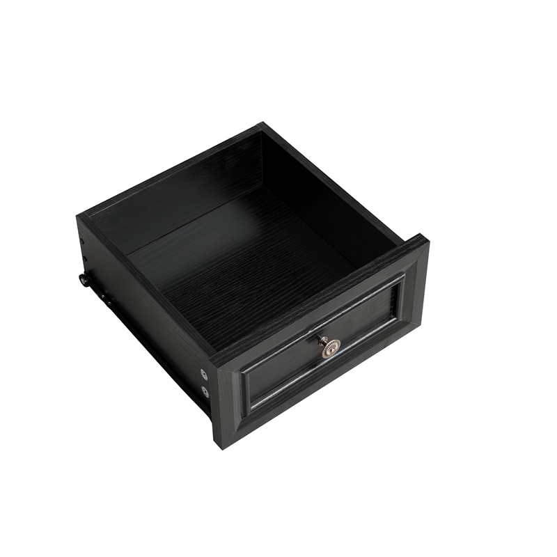 Farmhouse 2 Drawer Solid Wood Side Table  Nightstand with Charging Pedestal