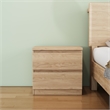 19.7-Inch Natural Solid Wood Nightstand 2-Drawer Bedside Storage Table