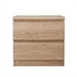 19.7-Inch Natural Solid Wood Nightstand 2-Drawer Bedside Storage Table