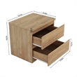 19.7-Inch Natural Solid Wood Nightstand 2-Drawer Bedside Storage Table