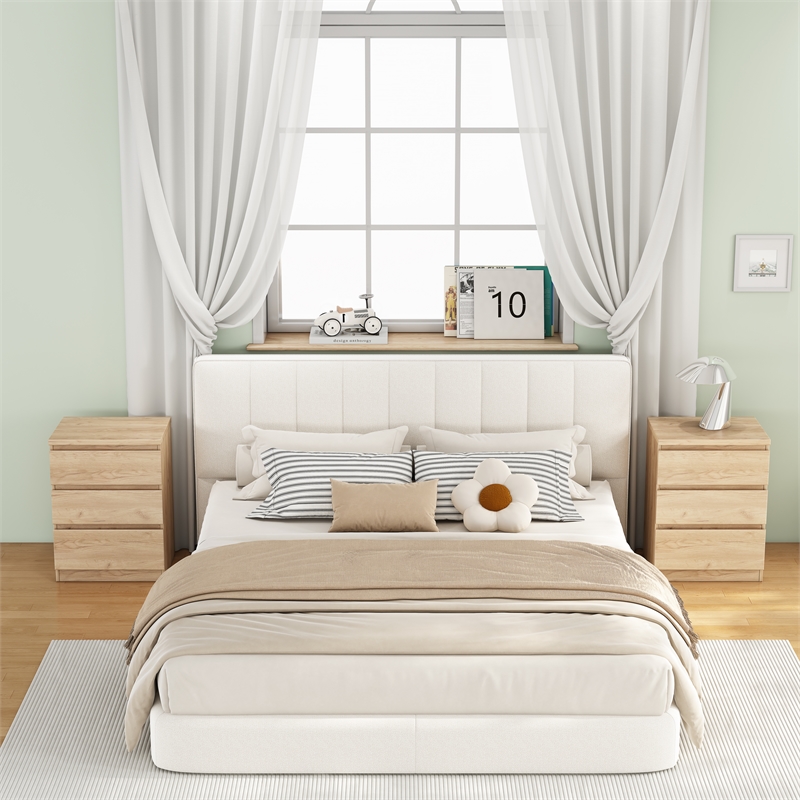 19.7 Inch Natural 3 Drawer Solid Wood Nightstand Bedside Table