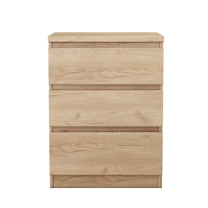 19.7 Inch Natural 3 Drawer Solid Wood Nightstand Bedside Table