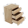 19.7 Inch Natural 3 Drawer Solid Wood Nightstand Bedside Table