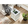 Farmhouse 3 Drawer Side Table Solid Wood Tall Nightstand with Charging Pedestal