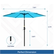 7.5ft Blue Patio Umbrella with Crank Lift Tilt UVResistant Polyester Shade (WITHOUT BASE)