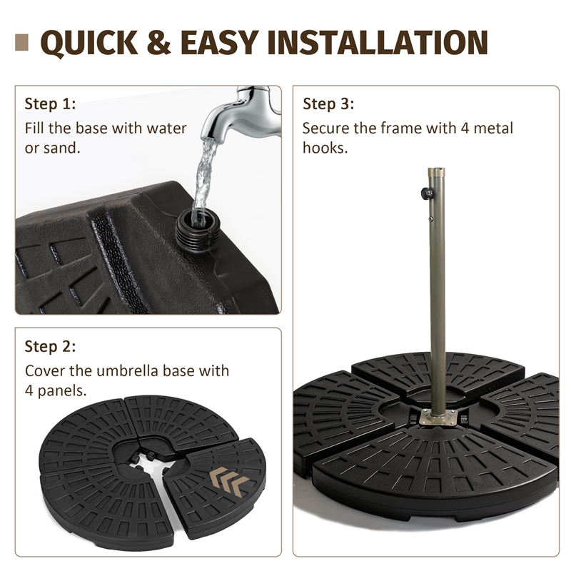 Black Plastic 220 lbs Cantilever Umbrella Base Weight Set for outdoor use