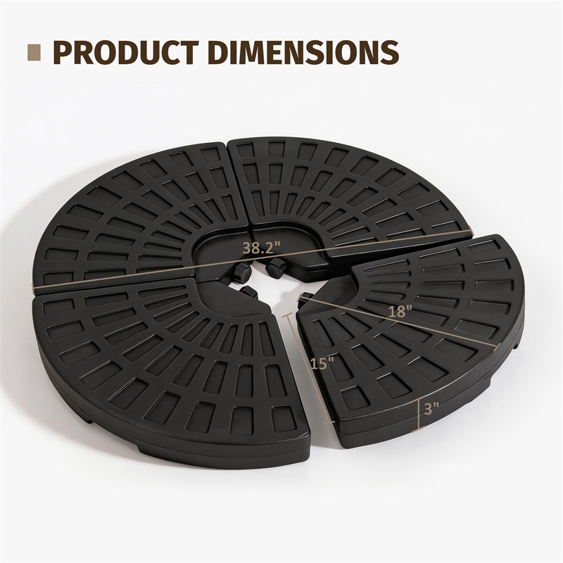 Black Plastic 220 lbs Cantilever Umbrella Base Weight Set for outdoor use