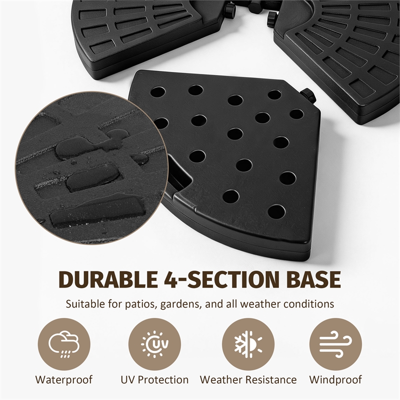 Black Plastic 220 lbs Cantilever Umbrella Base Weight Set for outdoor use