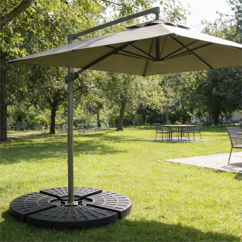 Black Plastic 220 lbs Cantilever Umbrella Base Weight Set for outdoor use