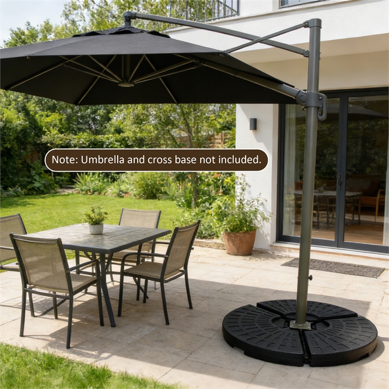 Black Plastic 220 lbs Cantilever Umbrella Base Weight Set for outdoor use