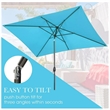 6.5 x 10 Ft Turquoise Patio Umbrella with Crank & Tilt  No Base