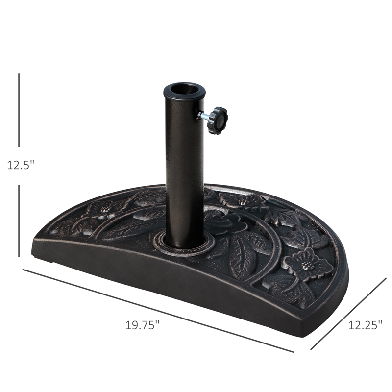 Bronze Resin Half Round Patio Umbrella Base for 1.5 and  1.9 Poles