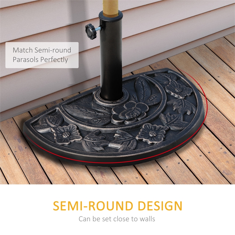 Bronze Resin Half Round Patio Umbrella Base for 1.5 and  1.9 Poles
