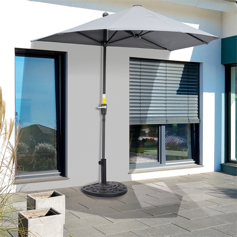 Bronze Resin Half Round Patio Umbrella Base for 1.5 and  1.9 Poles