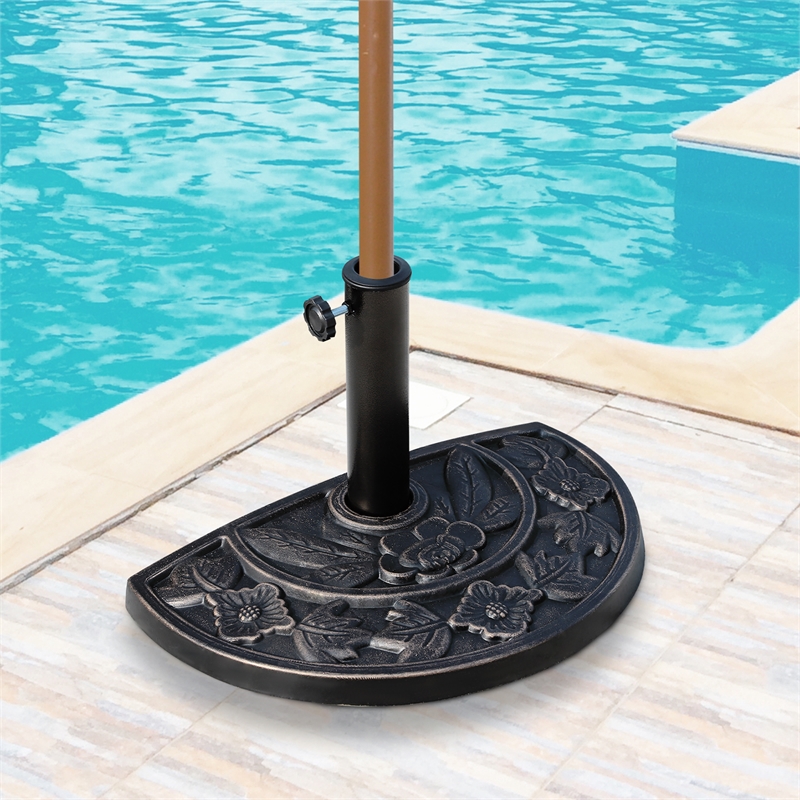 Bronze Resin Half Round Patio Umbrella Base for 1.5 and  1.9 Poles