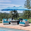 6.5 X 10 Ft Turquoise Patio Umbrella with Crank Tilt Steel Frame Polyester Canopy