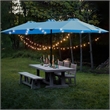 6.5 X 10 Ft Turquoise Patio Umbrella with Crank Tilt Steel Frame Polyester Canopy