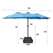 6.5 X 10 Ft Turquoise Patio Umbrella with Crank Tilt Steel Frame Polyester Canopy