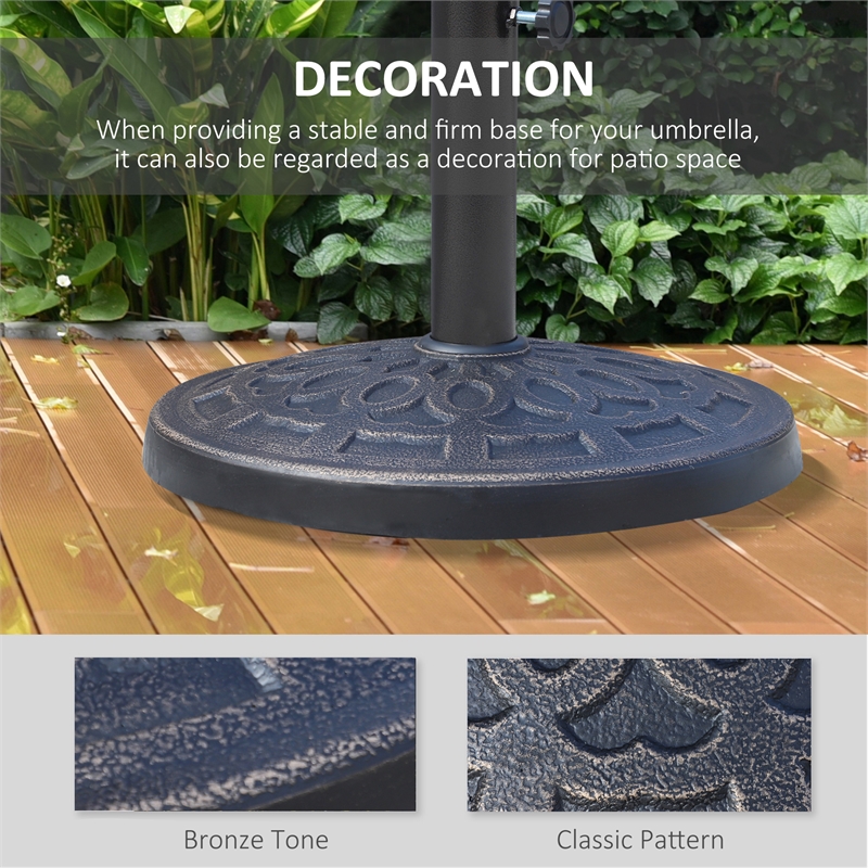 Bronze Stone 26lb Round Patio Umbrella Base Stand with Decorative Pattern