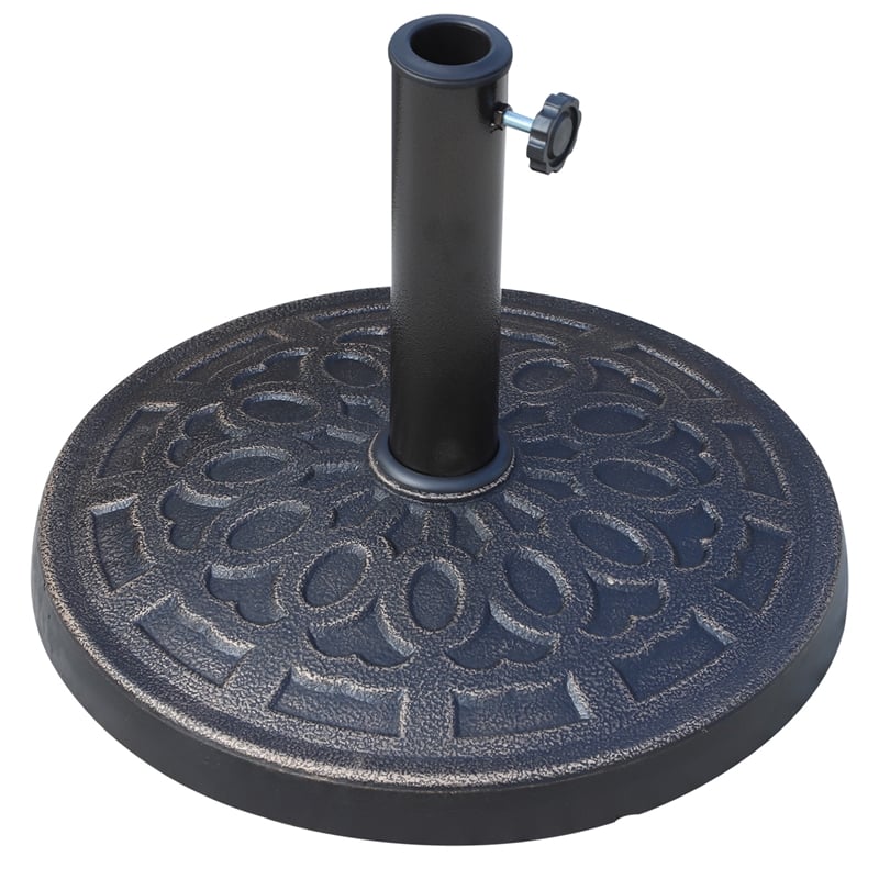 Bronze Stone 26lb Round Patio Umbrella Base Stand with Decorative Pattern